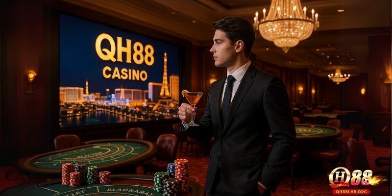 Giao diện Casino QH88 sang trọng, mang đến trải nghiệm sòng bạc như tại Las Vegas.